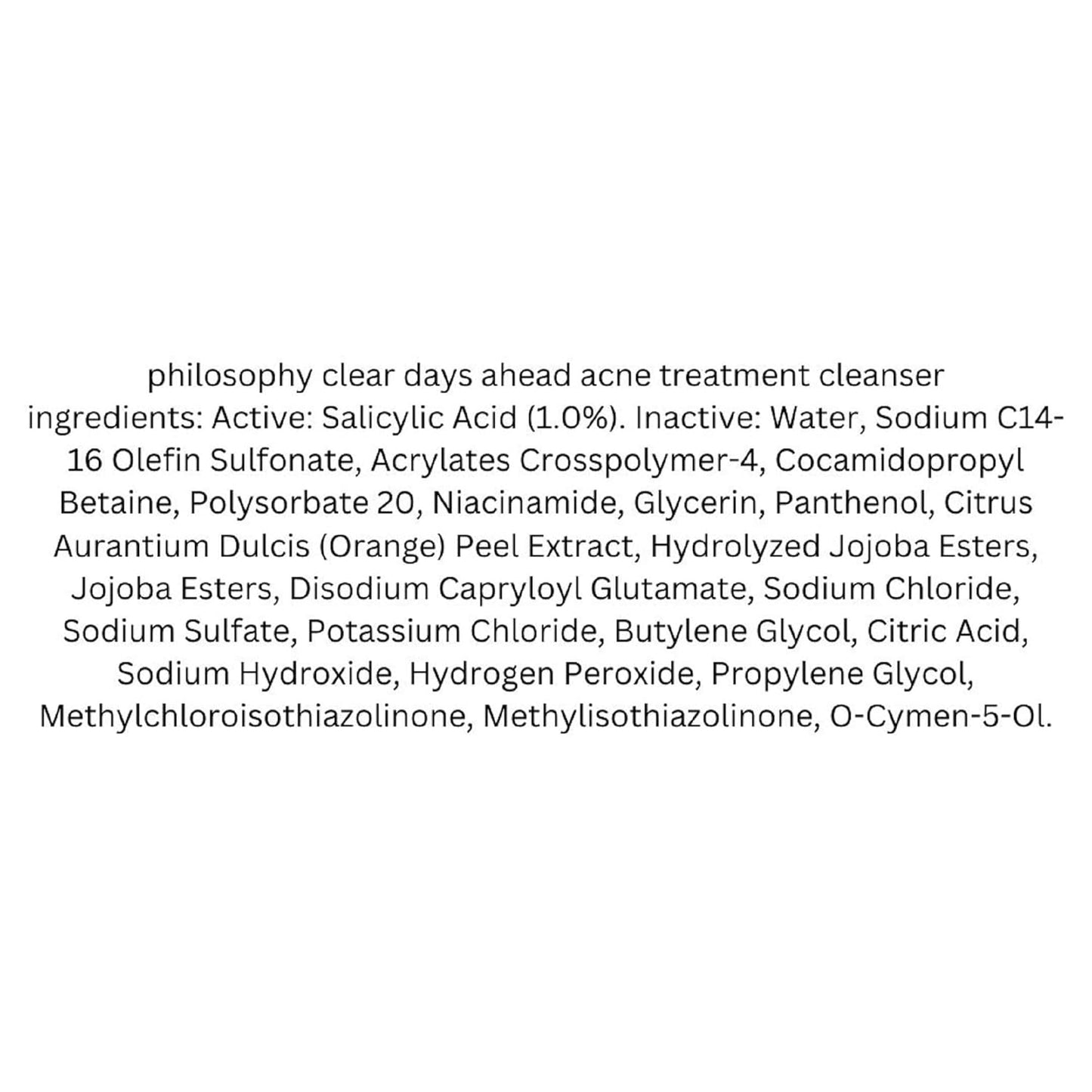 philosophy clear days ahead oil-free acne treatment facial cleanser - face wash with salicylic acid - effectively reduces breakouts