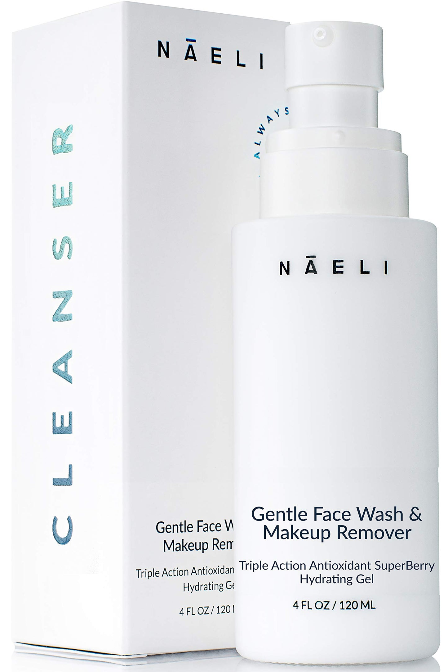 NAELI Gentle Face Cleanser - All Natural Anti Aging Vitamin C Face Wash for Sensitive & Dry Skin with Hyaluronic Acid & Antioxidants - Vegan & Cruelty Free, 4 oz