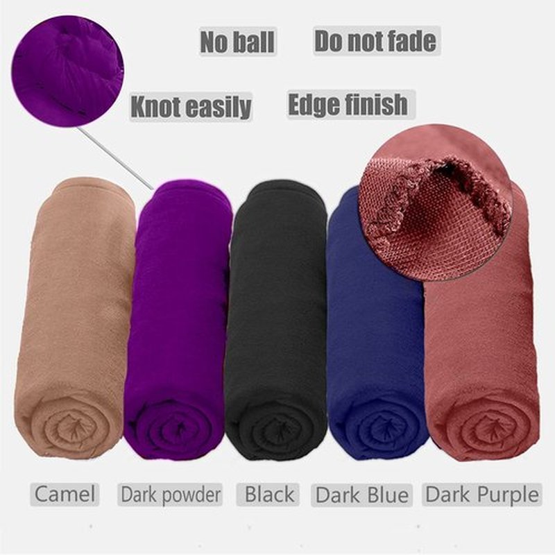 ZRQ 5 Pieces African Women's Head Waps Stretch Turban Hijab Soft and Breathable Super Long Scarf Solid Color Combination Suitable for Women (Black,Camel,Dark powder,Dark Blue,Dark Purple)
