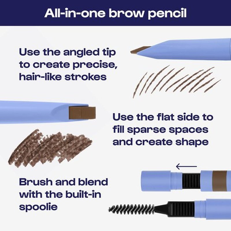 ALLEYOOP Swift Brow All-In-One Brow Definition with Built-In Sharpener & Spoolie Brush – Water & Smudge-Resistant Eyebrow Definer Pencil with Natural Matte Finish - Vegan & Cruelty-Free (Dark Brown)