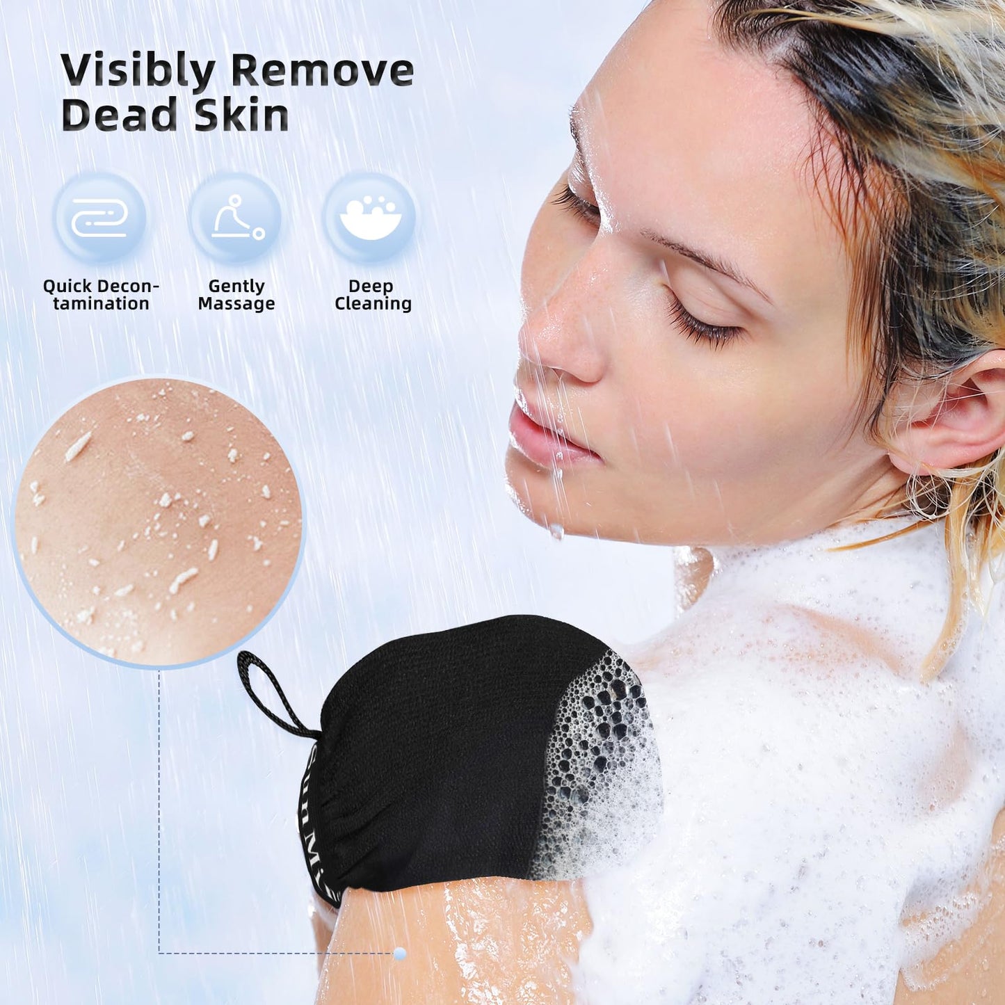 SunMine Exfoliating Gloves 2pcs Korean Exfoliating Mitts Glove Deep Body Scrub Dead Skin Remover Bath Massage for Men and Women