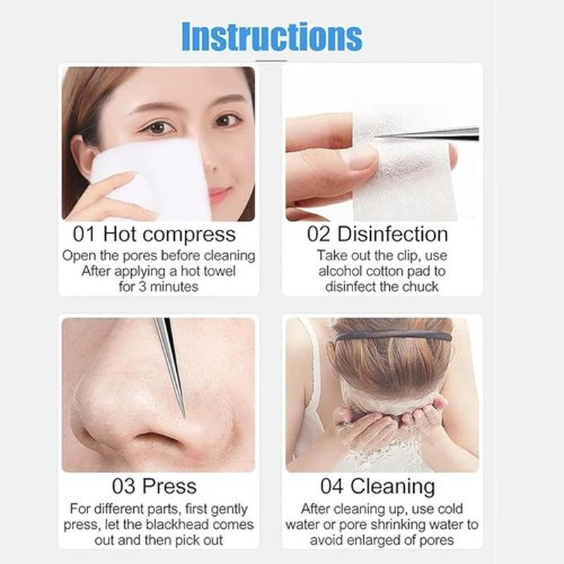 Usiveinborn Blackhead Remover, Usiveinborn Tweezers, Professional Stainless Steel Facial Blackhead Remover Tweezers, Blackhead Tweezers, Blackhead Remover Tweezers Set (D)