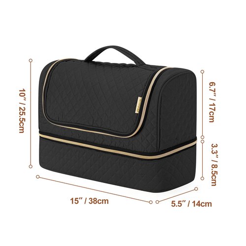 Yarwo Large Airwrap Storage Bag Compatible for Shark FlexStyle Styling (HD 430/440), Double Layers Travel Case Box for Shark Flexstyle/Dyson Airwrap and Hair Styler Attachments, Black (Bag Only)