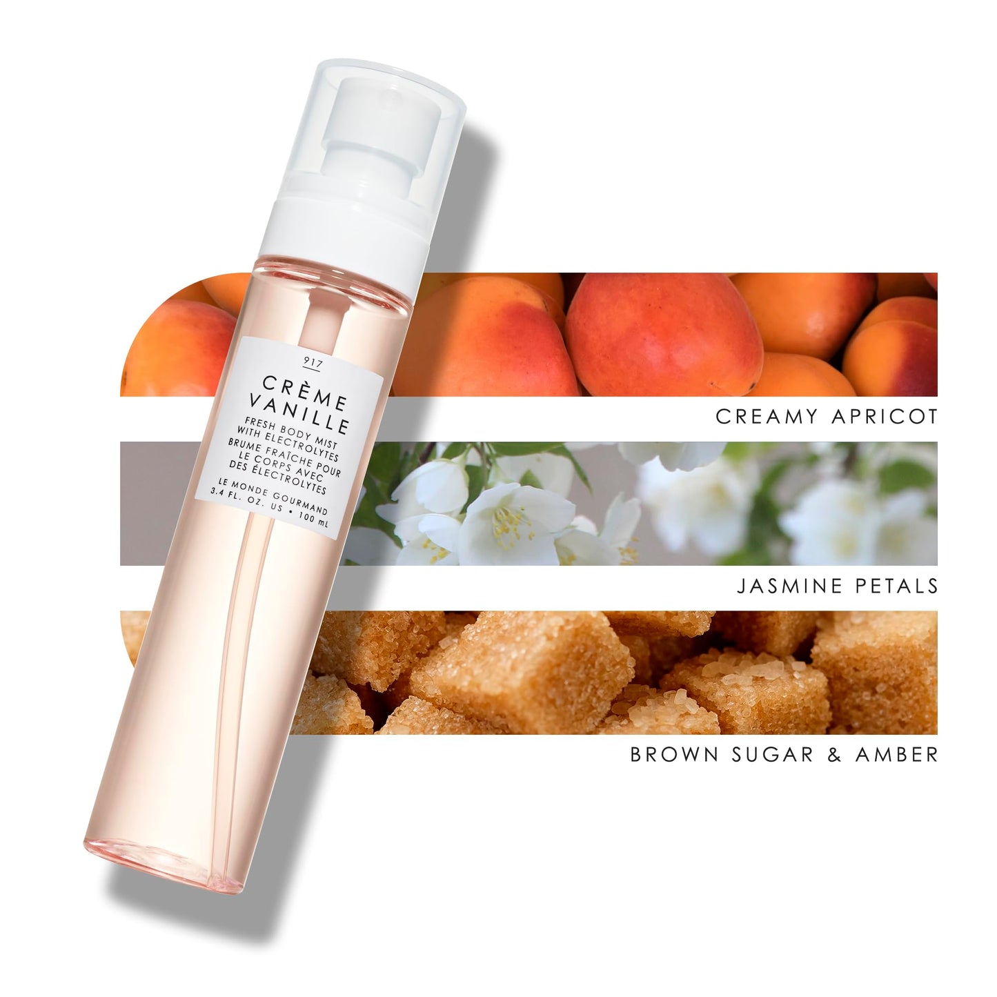 Le Monde Gourmand Crème Vanille Fresh Mist for Women, Hydrating Body Spray with Electrolytes, Vanilla Brown Sugar Amber Scent, Vegan & Cruelty Free, 3.4 fl oz (100 ml)
