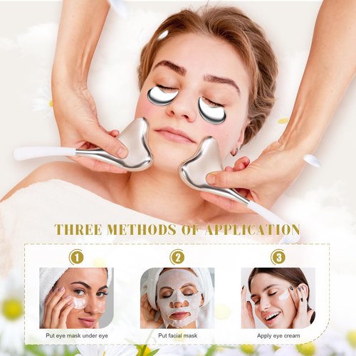 Mini Cooling Eye Pad for Puffy Eyes, Unbreakable Stainless Steel Eye Mask, Anti-Aging Hot or Cold Using for Eyes Wrinkles Puffiness Relief