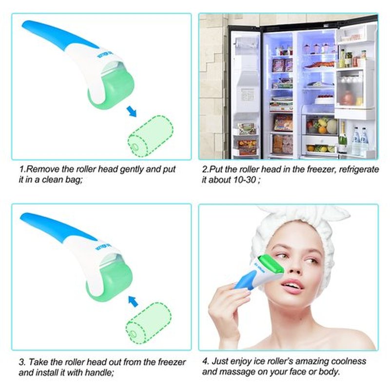 AFOUNDA Ice Roller - 2 Packs Facial Tools - Reduces Puffiness, Migraine Pain Relief & Energizes-Ideal for All Skin Types(Green+Rose Red)