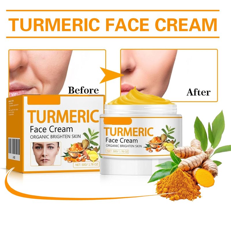 Turmeric Face Cream - Natural Moisturizer for Dark Spots & Even Skin Tone | Smooth Fine Lines Daily Use