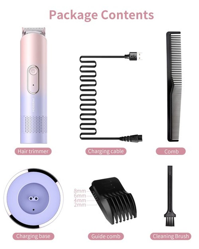 PRITECH Hair Trimmer for Women, Waterproof Bikini Trimmer, Rechargeable Pubic Hair Clippers and Trimmer, Electric Shaver for Women, Women Electric Razor, Hair Cut Kit, Barber Grooming Set, Mix Color