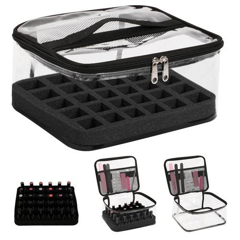 Beloving Nail Polish Organizer Bag Holds 30 Bottles (15ml/0.5 fl.oz) Portable Supplies Organizer Handbag for Manicure Tools, Portable Nail Supplies Kit Organizer Carrying Case (Black)