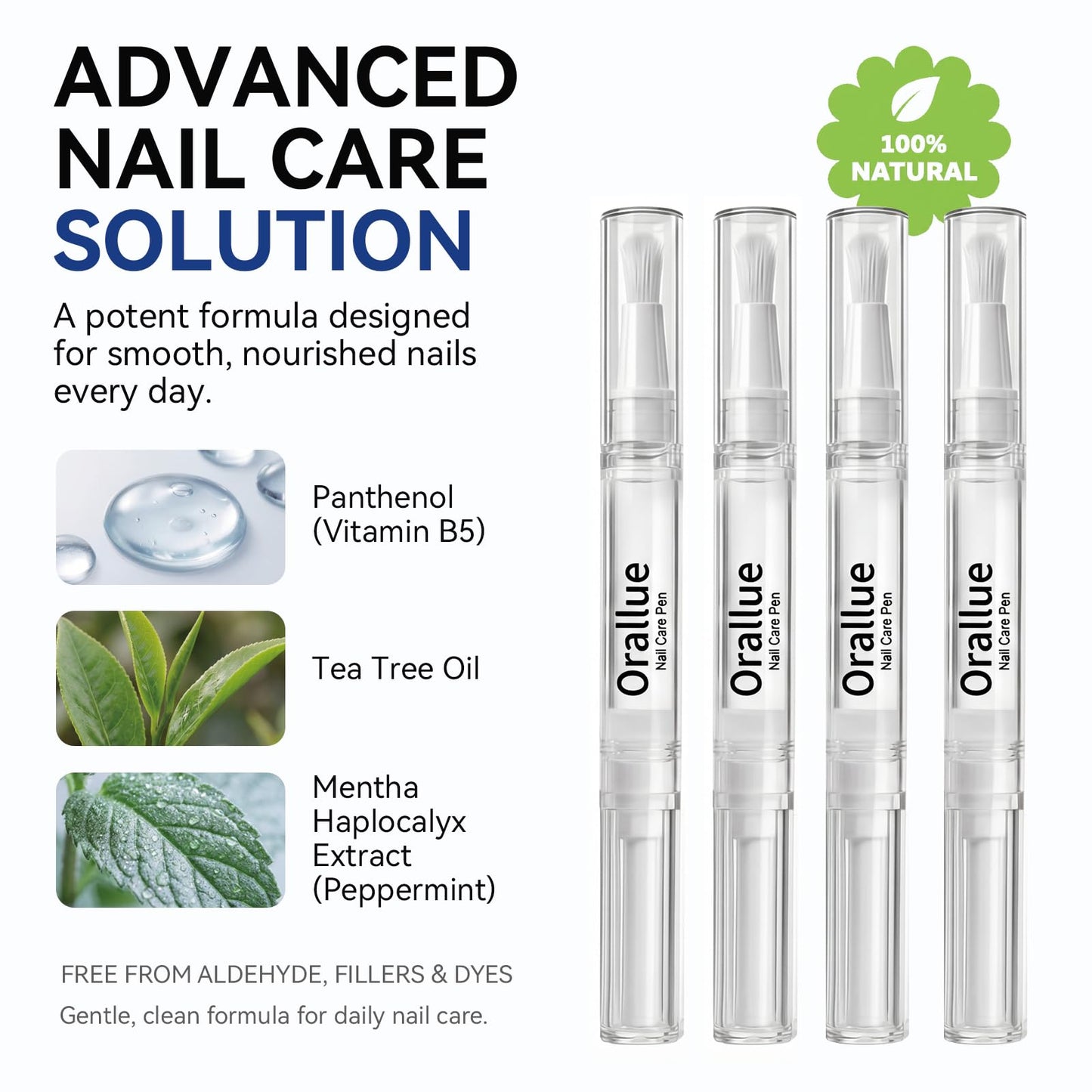4PCS Nail Care Pen – Daily Nail & Cuticle Care for Improving the Look of Discolored Nails, 4 x 3ML