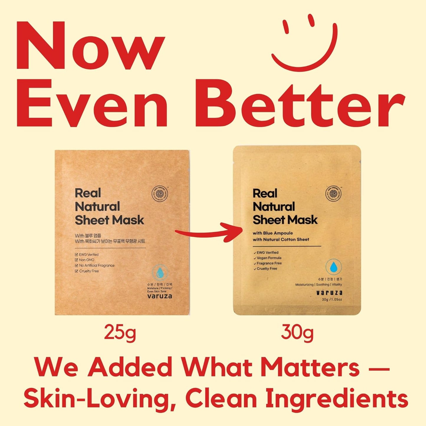 Real Natural Sheet Mask - EWG Verified Vegan Face Mask for Hydration | 10 Pack, Blue Ampoule