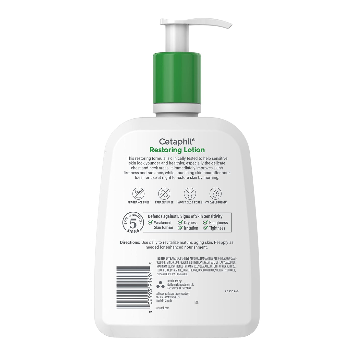 Cetaphil Restoring Body Lotion with Antioxidants for Aging Skin, Great for Neck and Chest Areas, Fragrance and Paraben Free, Suitable for Sensitive Skin 16 oz. Bottle