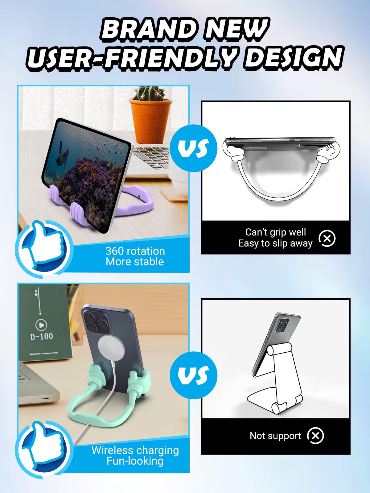 Graduation Gifts for Teens Girls Kids Cell Phone Stand: UPGRADE Adjustable Thumbs Up Lazy Phone Holder for Desk Fun Gadget Stocking Stuffers Teenager Boys Adult Wife Women Mom Tween Gift Trendy Stuff