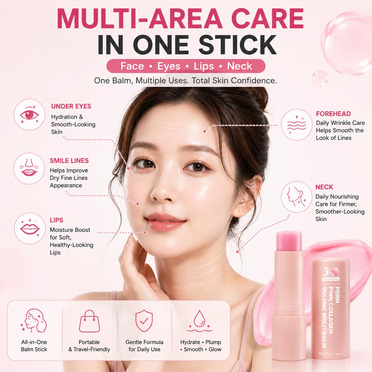 PDRN Pink Collagen Volume Multi Balm Stick, 0.35 oz