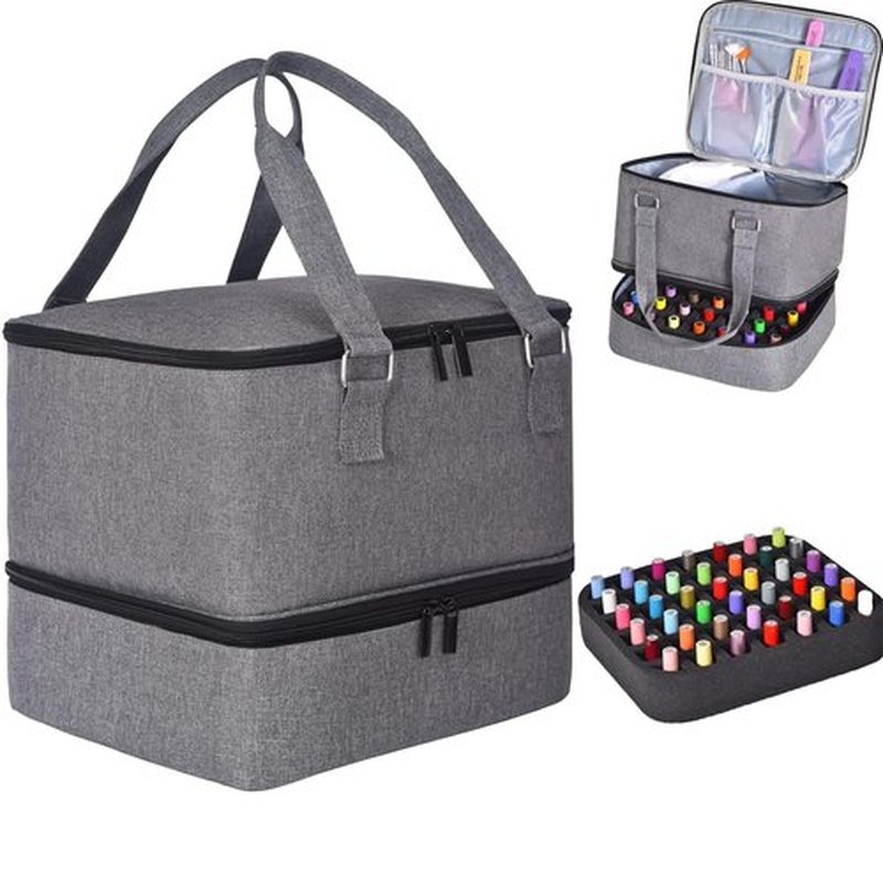 Quoyiyo Nail Polish Bag Organizer Case, Nail Polish Organizer Case Hold 42 Bottles (15 ml) and Nail Lamp, Double Layers Nail Polish Case with Adjustable Dividers for Nail Art Tools(15 ml)