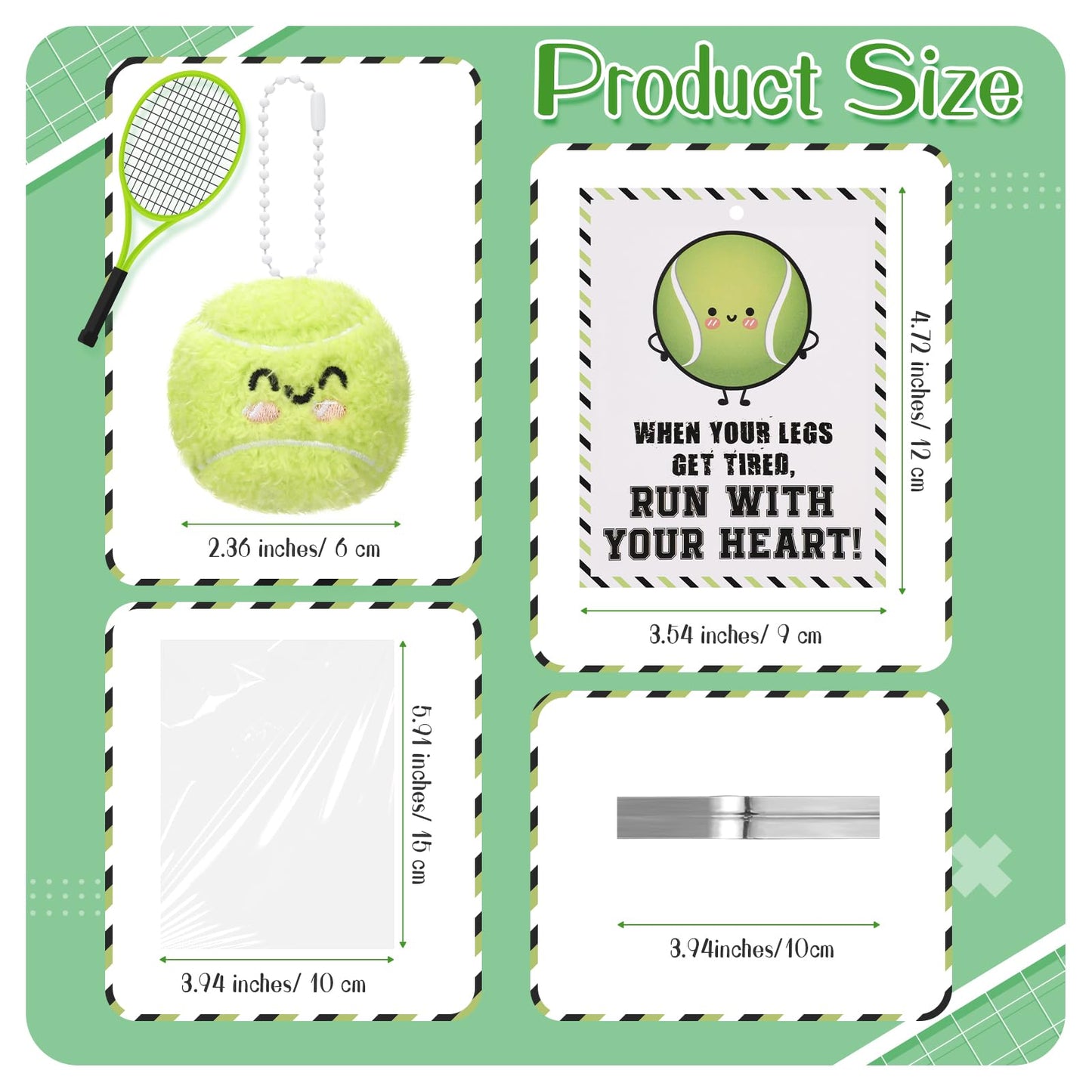 Jenaai 20 Set Tennis Gifts Smile Keychain with Inspirational Cards for Tennis Party Favors Sports Lover Team Coworker Birthday Gifts Bags