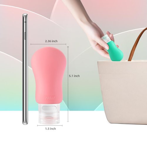 Travel Bottles for Toiletries, Tsa Approved 3oz Travel Size Containers BPA Free Leak Proof Refillable Liquid Silicone Squeezable Travel Accessories for Shampoo Conditioner Lotion (4 Pack)