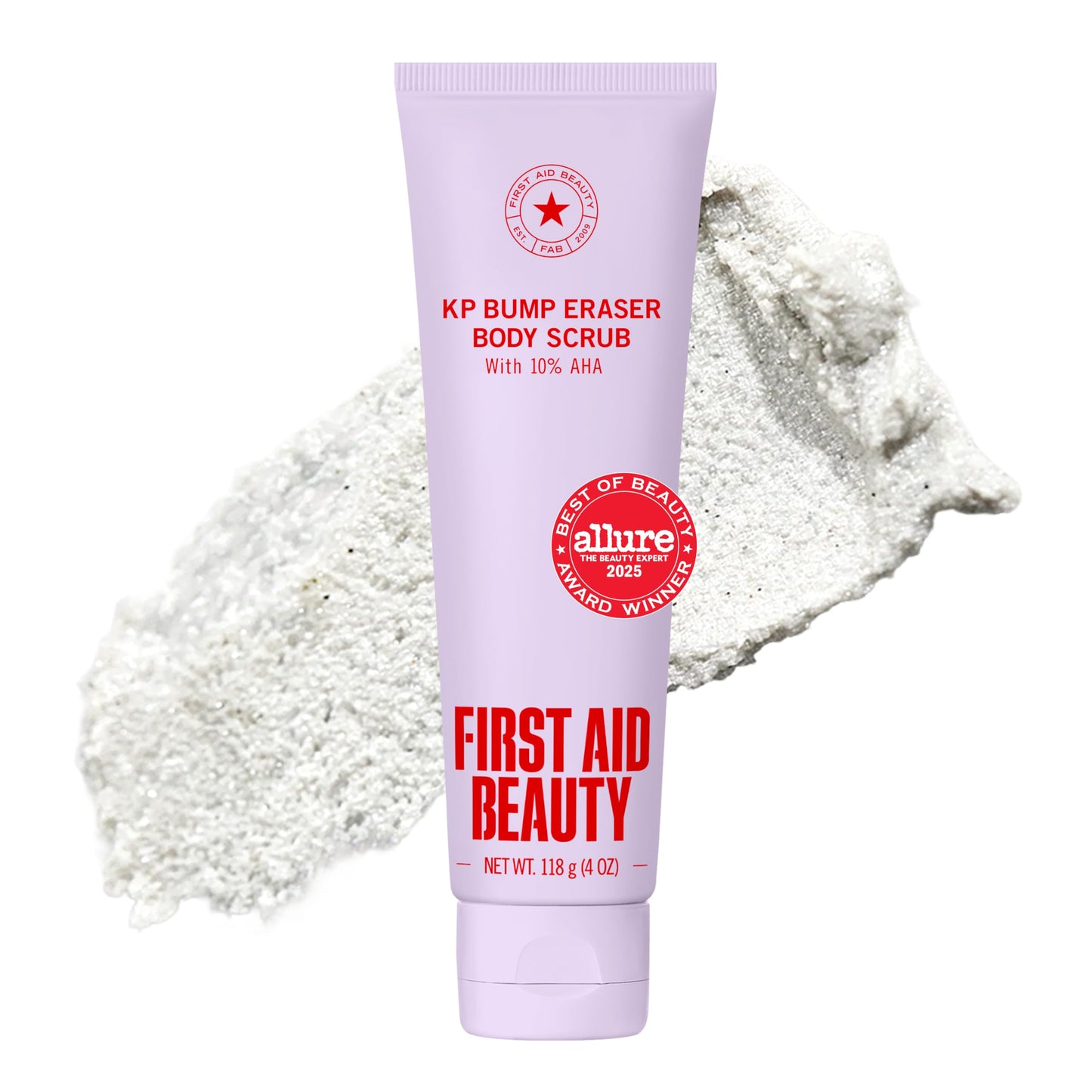 First Aid Beauty - KP Bump Eraser Body Scrub with 10% AHA, Keratosis Pilaris Skin Exfoliater with Glycolic and Lactic acids, Helps Reduce Chicken Skin Bumps, Safe for Sensitive Skin, 4 oz
