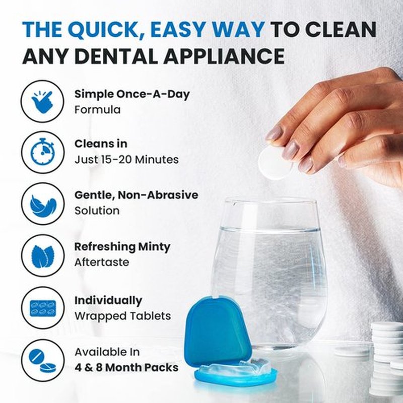 Retainer Cleaner and Denture Cleaning Tablets - Mouthguard Cleaner and Denture Cleaner Tablets Remove Plaque, Odors and Stains from Aligners, Night Guard and Removable Dental Appliances - 120 Tablet