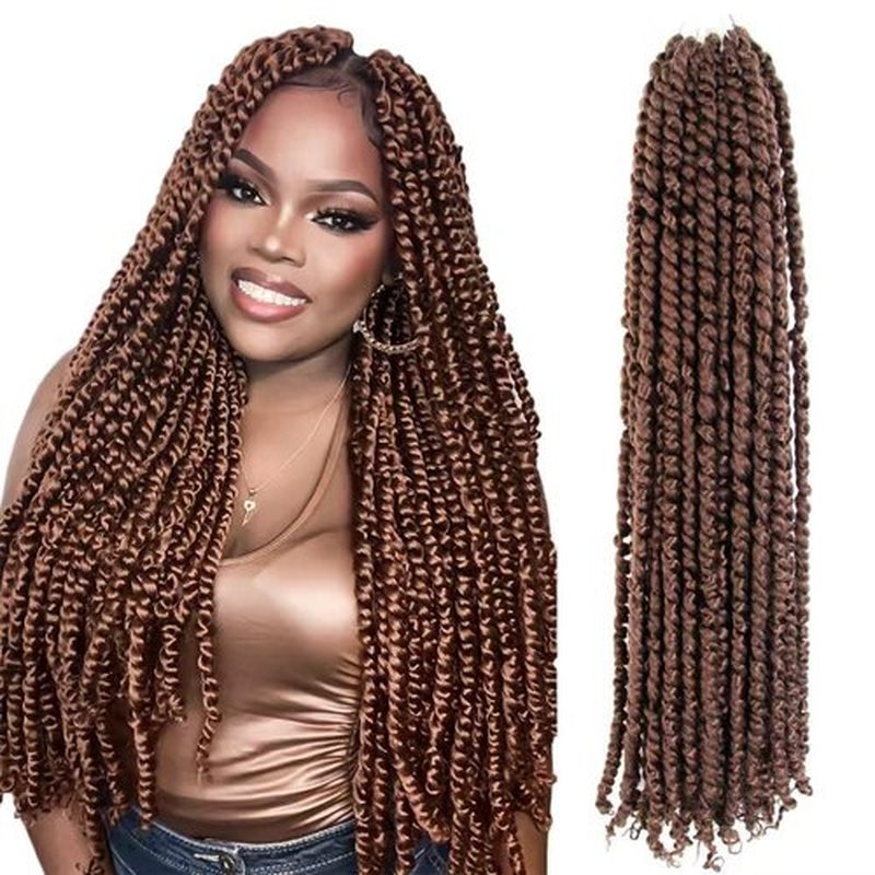 LOCSBYHAND 30 Inch Long Pre-looped/twisted Passion Twist Crochet Hair 4 Packs for Mixed-color Using (4 Packs, 30#/Medium Dark Brown)