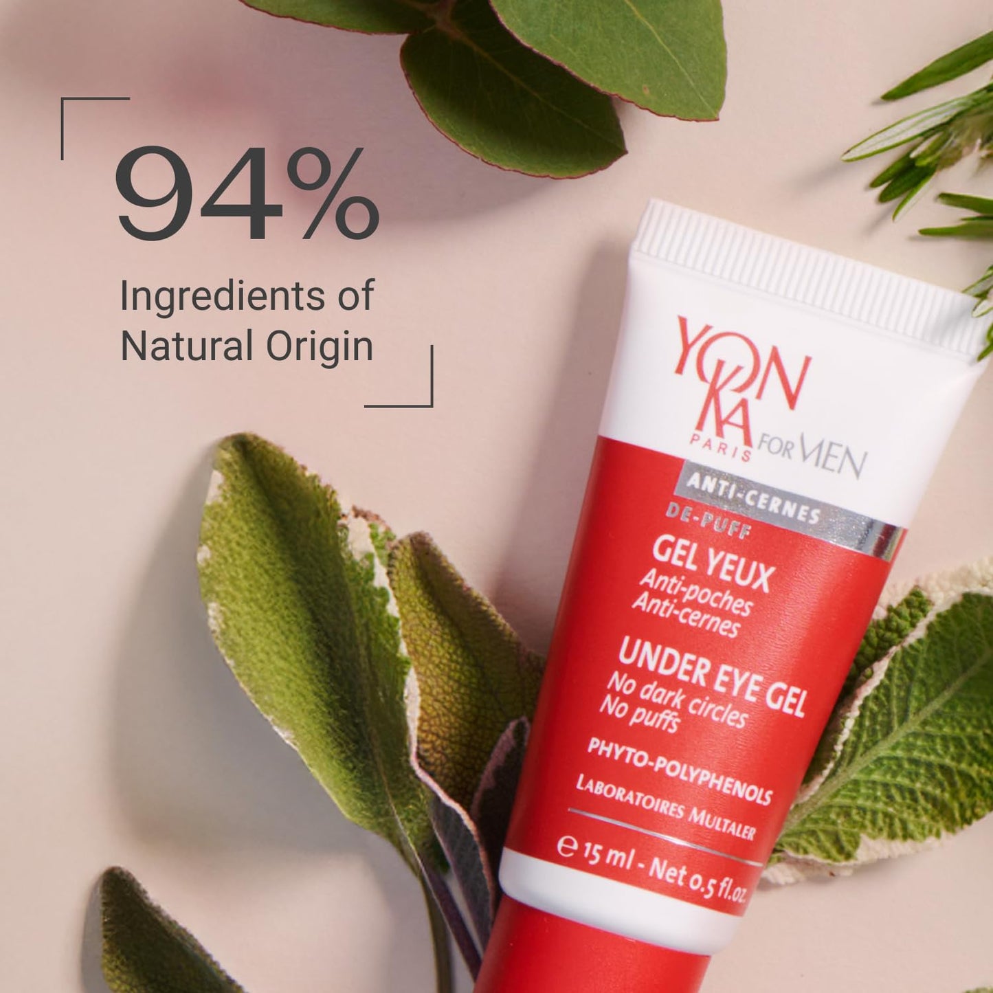 Yon-Ka Men's Eye Gel | for Puffiness & Dark Circles | Repairing Formula with Arnica | Beech Bud & Mimosa Extracts | Soothes Fine Lines | Quick-Absorbing | 0.5 fl oz