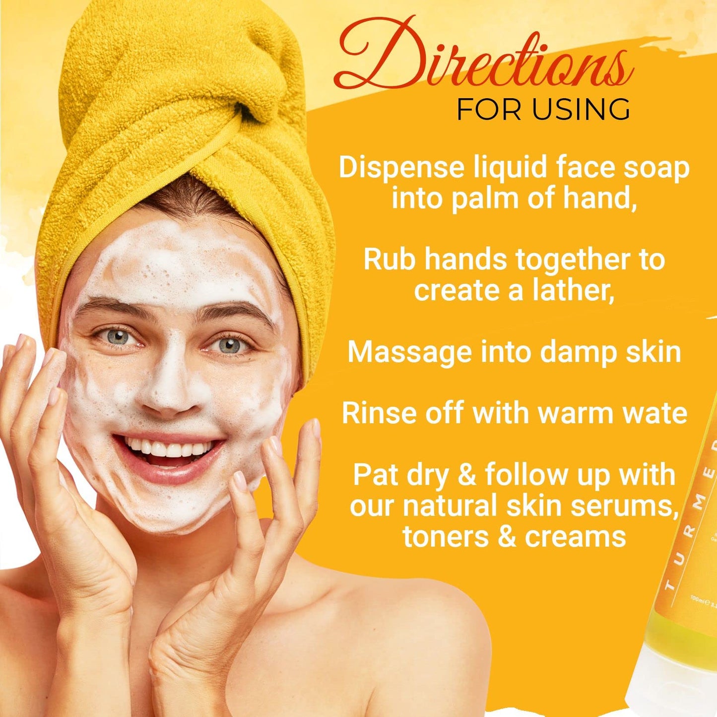 Healov Turmeric Face Wash, Turmeric Clear Skin Liquid Soap – 100% Natural Anti Aging Exfoliating Facial Cleanser for Spots, Clearing Acne Scars, Age Spots, Sun Damage, Discoloration – Bath Soap
