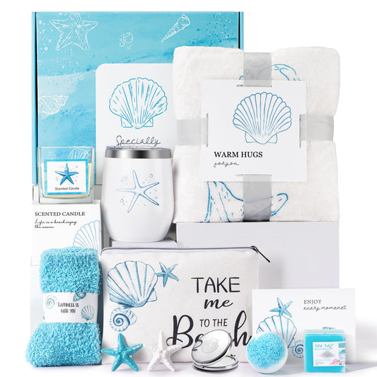 Birthday Gifts for Women，Gift Baskets for Women Self Care Gifts Get Well Gift Set for Her, Ocean Relaxing Care Package for Her Christmas, Mother’s Day, and Valentine’s Day