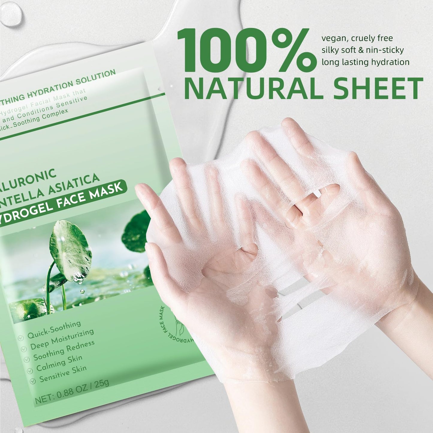 Calming Mask for Face, Centella Asiatica Calming Mask, Facial Masks with Aloe Hyaluronic Acid for Sensitive Skin,Soothing,Anti Aging Face Mask,Face Masks Skincare,Hydrating Sheet Facial Masks 10 pack