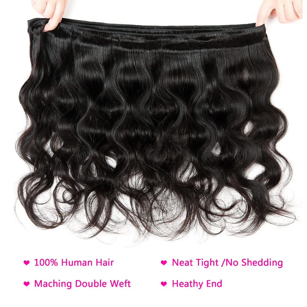 Selina Hair 28 28 28 Brazilian Body Wave Bundles Human Hair Bundles 3 Bundles 300g Full Head Set Remy Hair Unprocessed Human Hair Weave Hair Bundles Weave Natural Black Color (28 28 28,Body Wave)