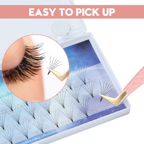 Ms.Queen Fiber Tip Lash Tweezers,Diamond Grip L-Shape Volume Boot Tweezers for Mega Volume Mink Lashes Make Fans