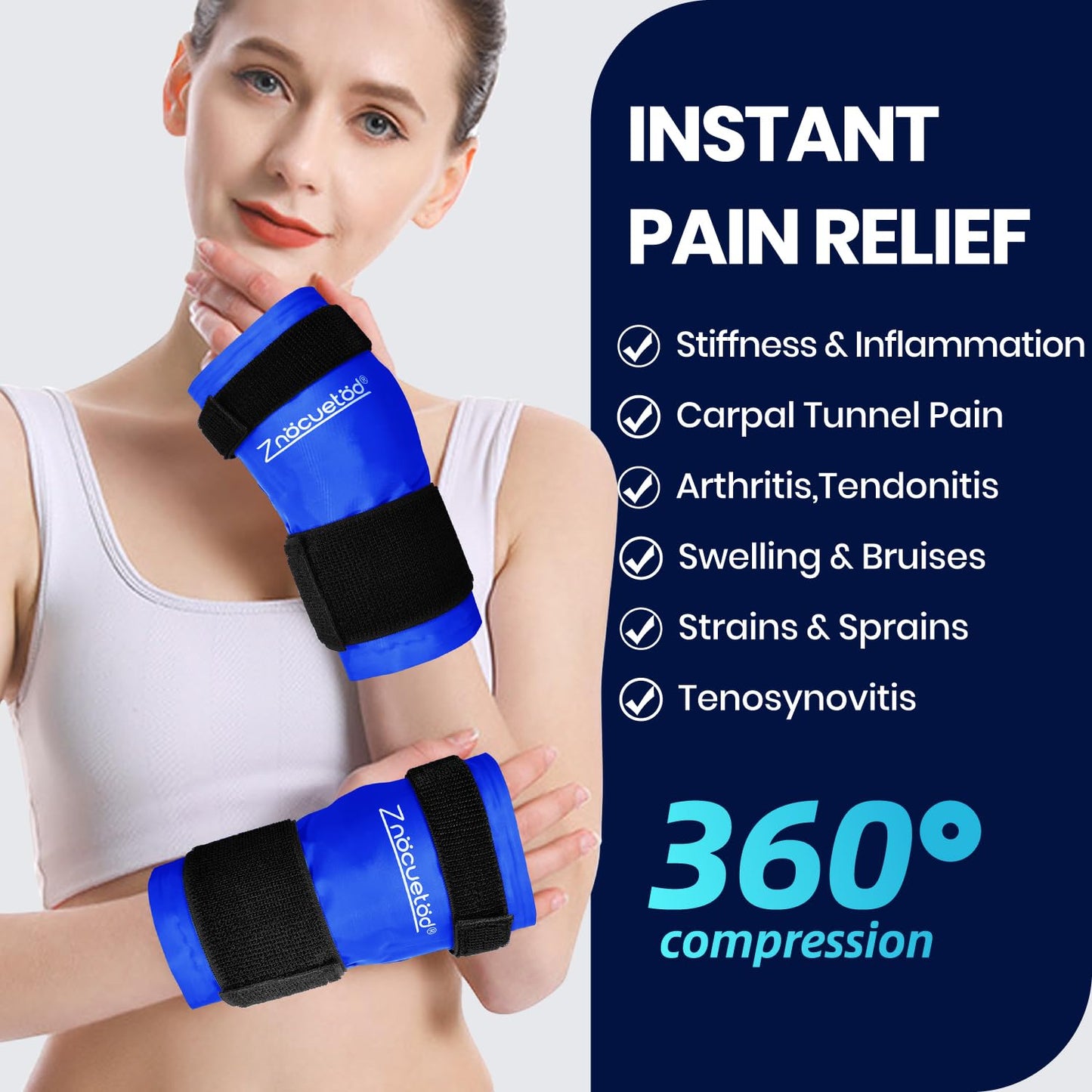 Wrist Hand Ice Pack Wrap 2 Pack-Reusable Gel Hot & Cold Therapy for Wrist Elbow Hand Pain Relief from Carpal Tunnel, Soreness,Rheumatoid Arthritis, Tendonitis,Swelling, Bruises & Sprains