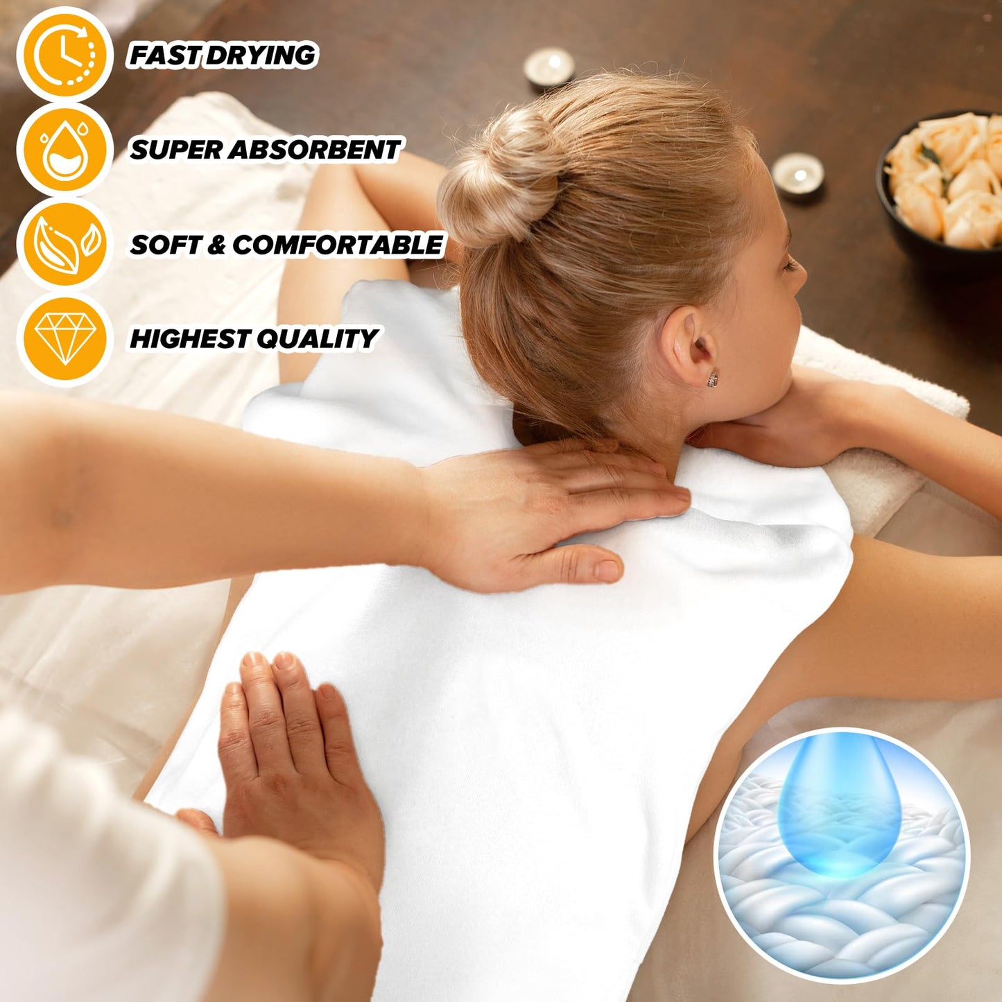 HOFURME 6 Pcs Facial Towels for Estheticians – Microfiber Soft U Shape Spa Towels for Facial, Skincare, Massage & Professional Use (White, 15.7x23.6 Inch)