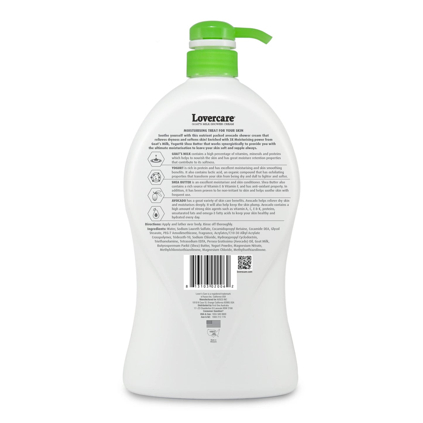 Lover's Care Goat Milk Body Lotion for Dry Skin Avocado 27.05 oz (800ml) - Combo Body Lotion & Body Wash…