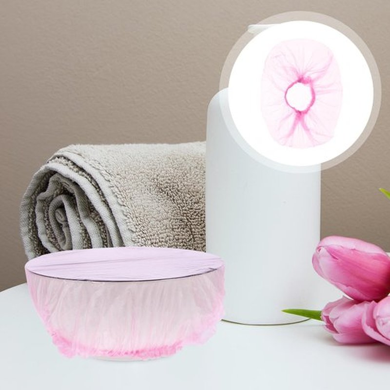 Baluue 300pcs Washbasin Bag Salon Bowl Liner Soaking Products Care Wash Basin Liners SPA Supplies for Salon Basin Wrapping Bag PE Elastic Mouth Bath Mat Pink, Basin Diameter within 9.84inch /25cm