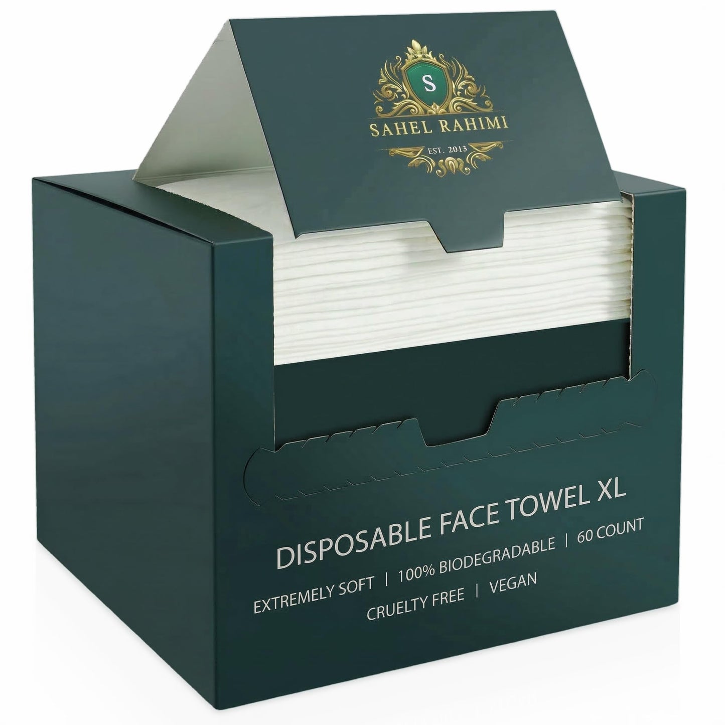 Disposable Face Towels XL, 60 Count, Ultra-Soft, Vegan, Cruelty-Free