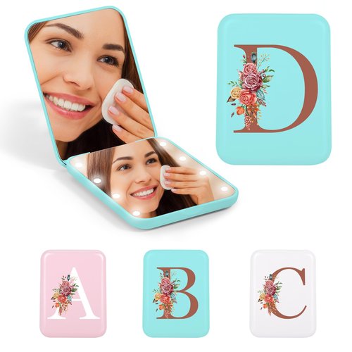 STINI Sister Gifts from Sister - Sister Birthday Gifts, Sister Gifts Ideas, Sister, Sister in Law Gifts, Compact Blue Lighted Makeup Mirror Initial D