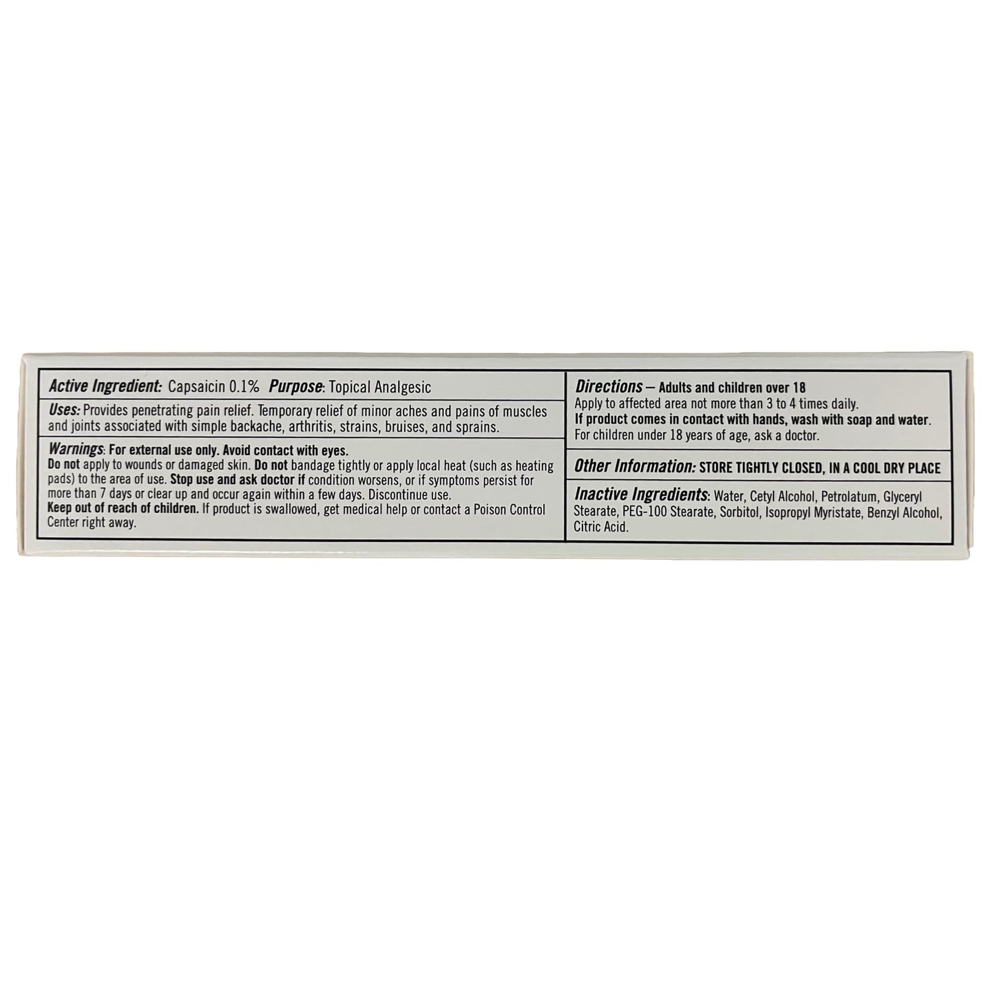 Capzix Cream for Pain Relief 2 OZ Capsaicin .1% High Potency/ Maximum Strength