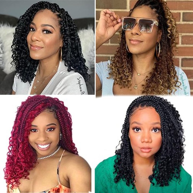 Boho Box Braids Crochet Hair 8 Packs Boho Crochet Braids Pre Looped 1B/30/27 Goddess Box Braids Crochet Hair for Black Women 20 Inch Boho Braids Crochet Hair Extension