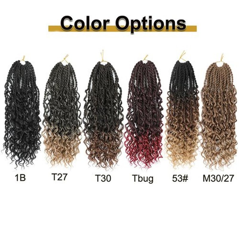 Goddess Twist Braids Crochet Hair With Curly Ends Senegalese Twist Braids Crochet Braids 6 Packs Black color Crochet Synthetic Braiding Hair Extension for Black Women (14inch, 1B)