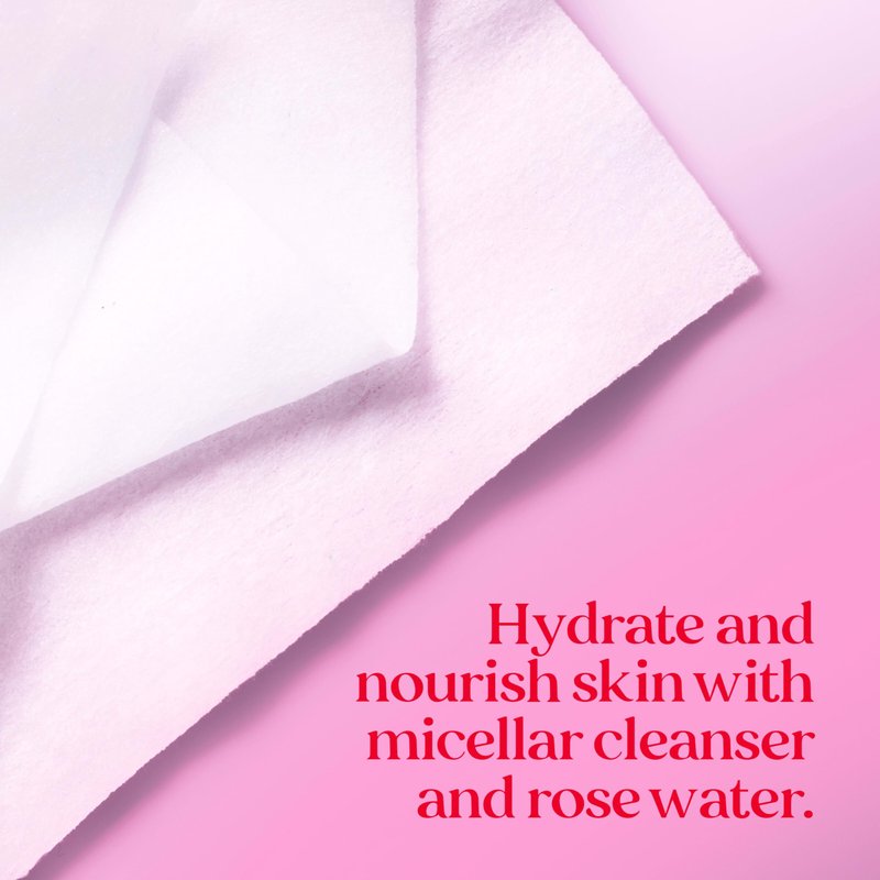 Burt’s Bees Micellar Rose Water Facial Towelettes, 100% Plant Based Cloth; 99% Natural Origin; Remove Makeup, Cleanse, Hydrate; No Greasy, Oily Residue; All Skin Types (Pack May Vary)