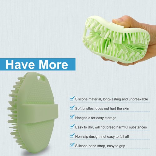 WETANG Silicone Body Scrubber, Exfoliating Body Scrubber, Shower Scrubber for Body, Non-Slip Handle for Easy Cleaning, Travel Friendly (Green)