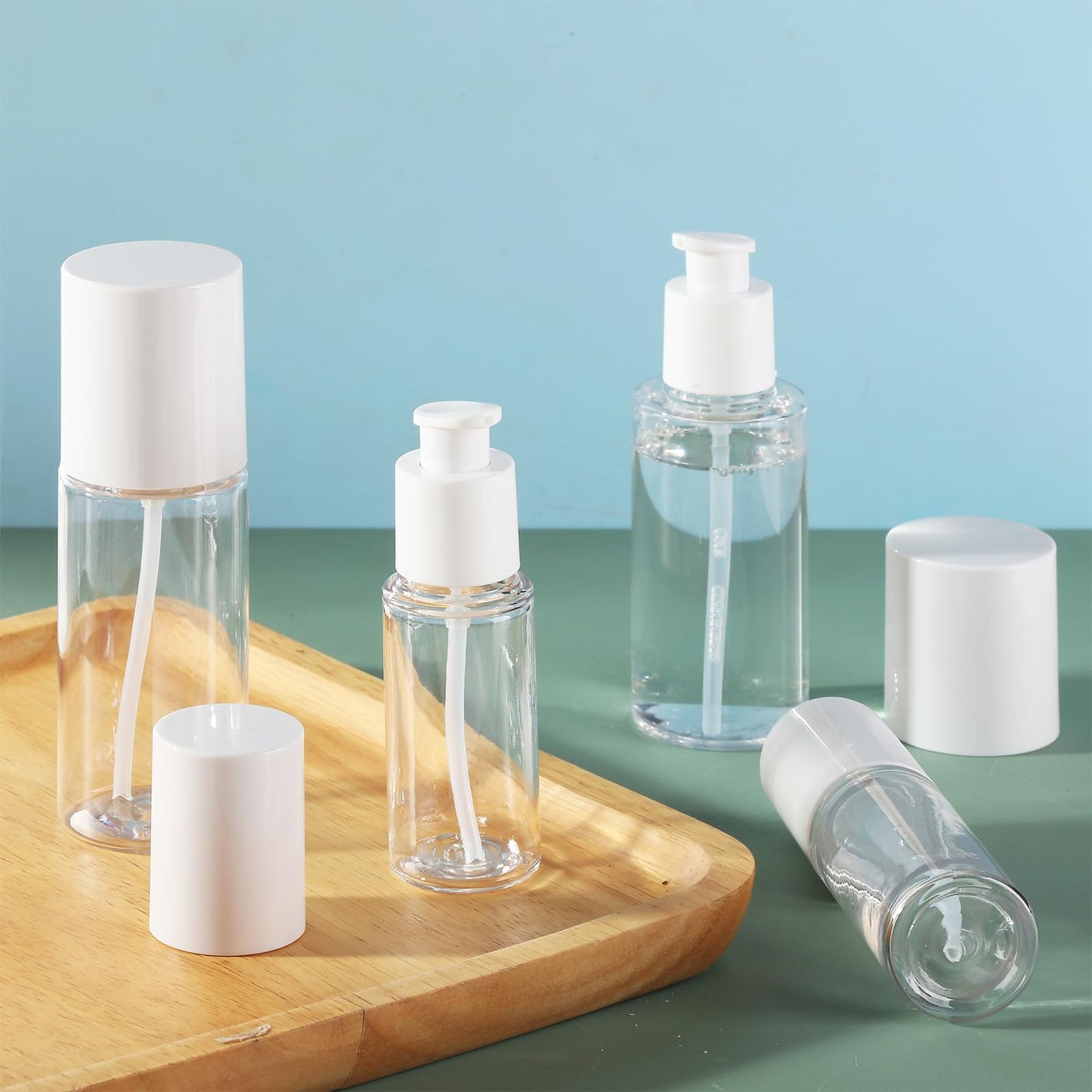 Travel Pump Bottle 2pcs Cosmetic Pump Container for Cream Essential Oils