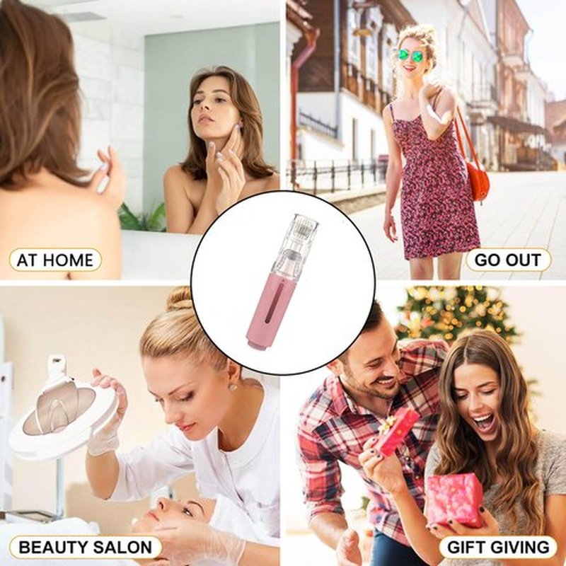 Infusion Derma Roller Skin Care Microneedling Beauty Tool at Home Microneedles for Face Scalp Lips Dermaroller 0.25mm (Pink)
