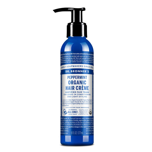 Dr. Bronner's Organic Hair Crème Leave-In Conditioner Styling Cream Anti Frizz Hair Product for Women & Men Hair Cream USDA Organic, Cruelty Free - 6oz 1-Pack
