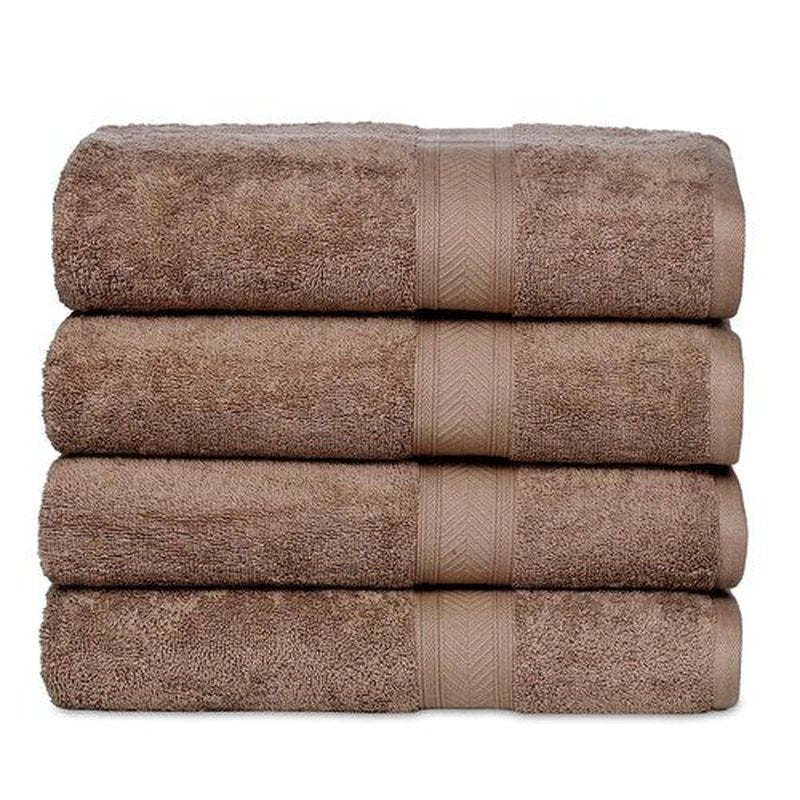 Casa Lino 4 Pack Bath Towels (27x54), 100% Pure Cotton, Luxury Bath Towels, Lightweight & Highly Absorbent, Quick Drying Towels for Bathroom, for Daily Use Bathroom, Brown