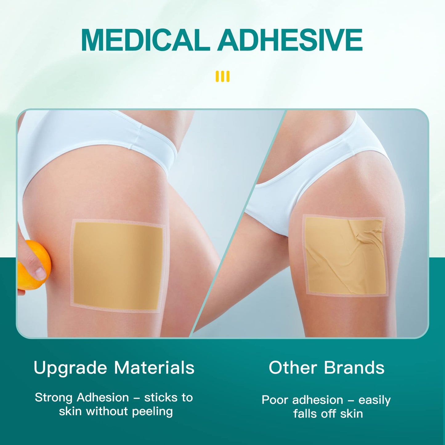 Medical Grade Big Silicone Scar Sheets 6" x 5", 4 Patches, Silicone Gel Sheets for Scars Treatment, Scar Removal Wound Care Product (green)