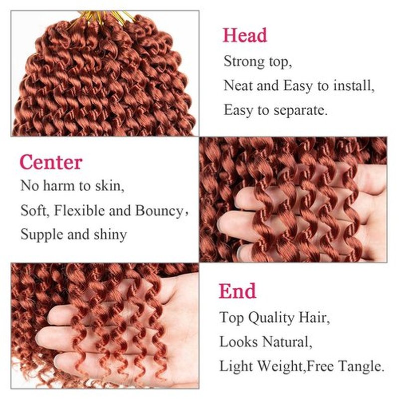 Leeven 7 Packs Copper Red Passion Twist Hair 12 Inch Water Wave Crochet Braids Hair for Distressed Butterfly Locs 350 Color Synthetic Hot Water Setting Passion Twists Hair Extensions
