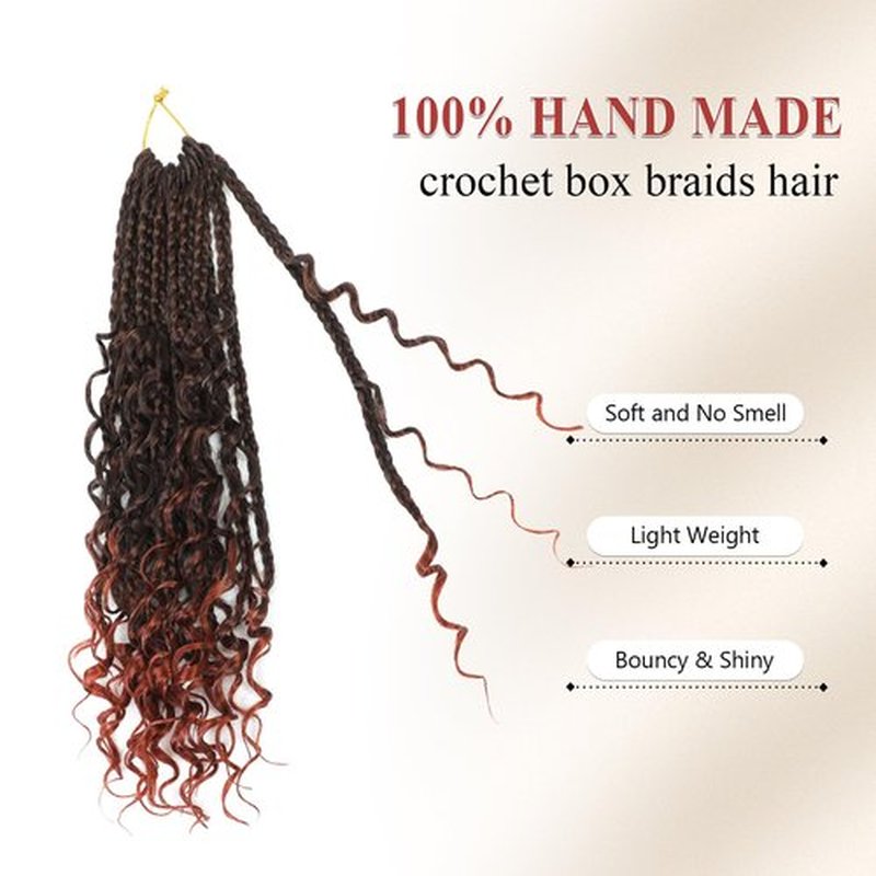 Boho Box Braids Crochet Hair 8 Packs Boho Crochet Braids Pre Looped 1B/350 Goddess Box Braids Crochet Hair for Black Women 14 Inch Boho Braids Crochet Hair Extension
