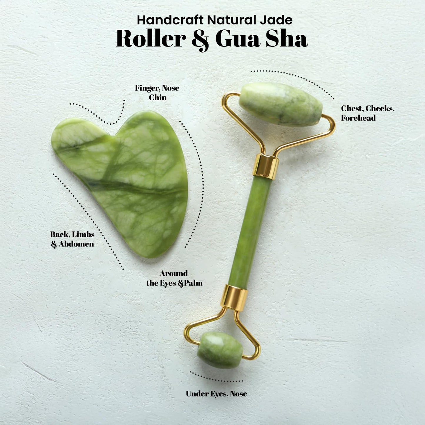ROSELYNBOUTIQUE Gua Sha Facial Tools & Jade Roller Original Face Massager for Puffiness Wrinkless Skin Care Routine - Self Care Gift for Men Women