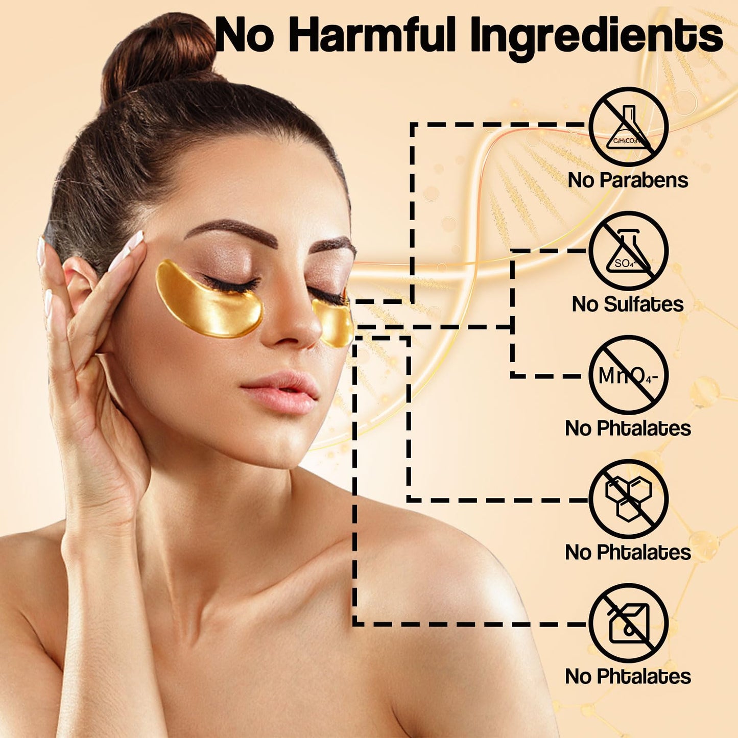 ELVENSTARS 24K Gold Eye Mask (120PCS) – Gold Eye Patches for Puffy Eyes & Dark Circles, 24K Gold Under Eye Masks for Dark Circles and Puffiness, Eye Gel Pads w/Collagen,